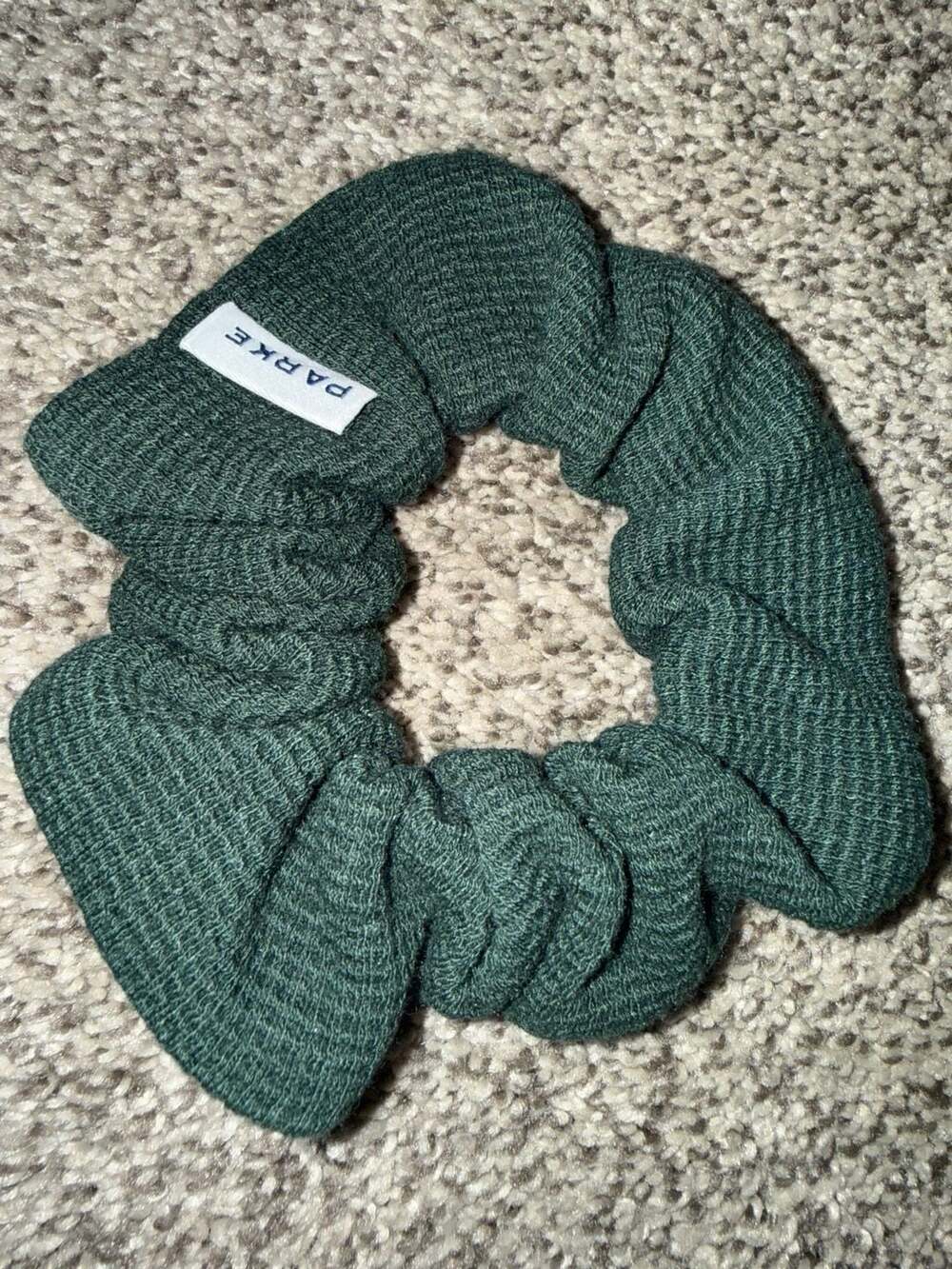 PARKE Forest Green Waffle Knit Hair Scrunchie